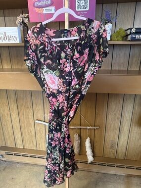 Sheer Floral Wrap Dress